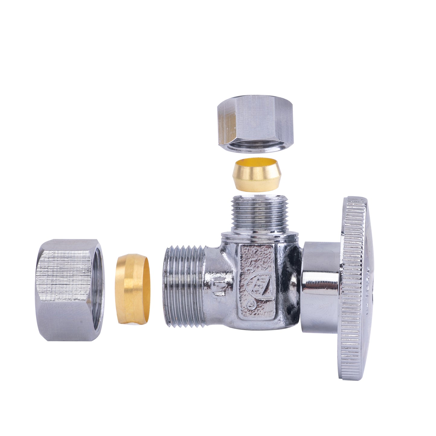 Hausen 1/2-inch Nominal Compression Inlet x 3/8-inch O.D. Compression Outlet 1/4-Turn Angle Water Stop, 1-Pack