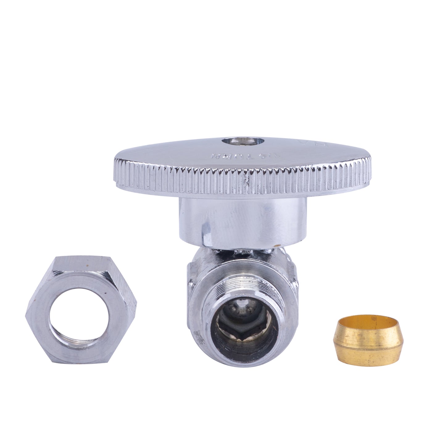 Hausen 1/2-inch Nominal Push Connect Inlet x 3/8-inch O.D. Compression Outlet 1/4-Turn Straight Water Stop, 1-Pack