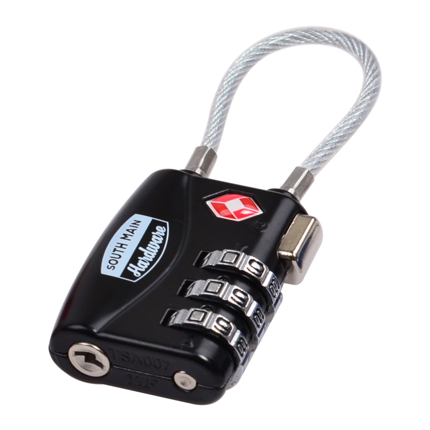 South Main Hardware TSA Accepted Combination Cable Luggage Lock, Black, 1-Pack
