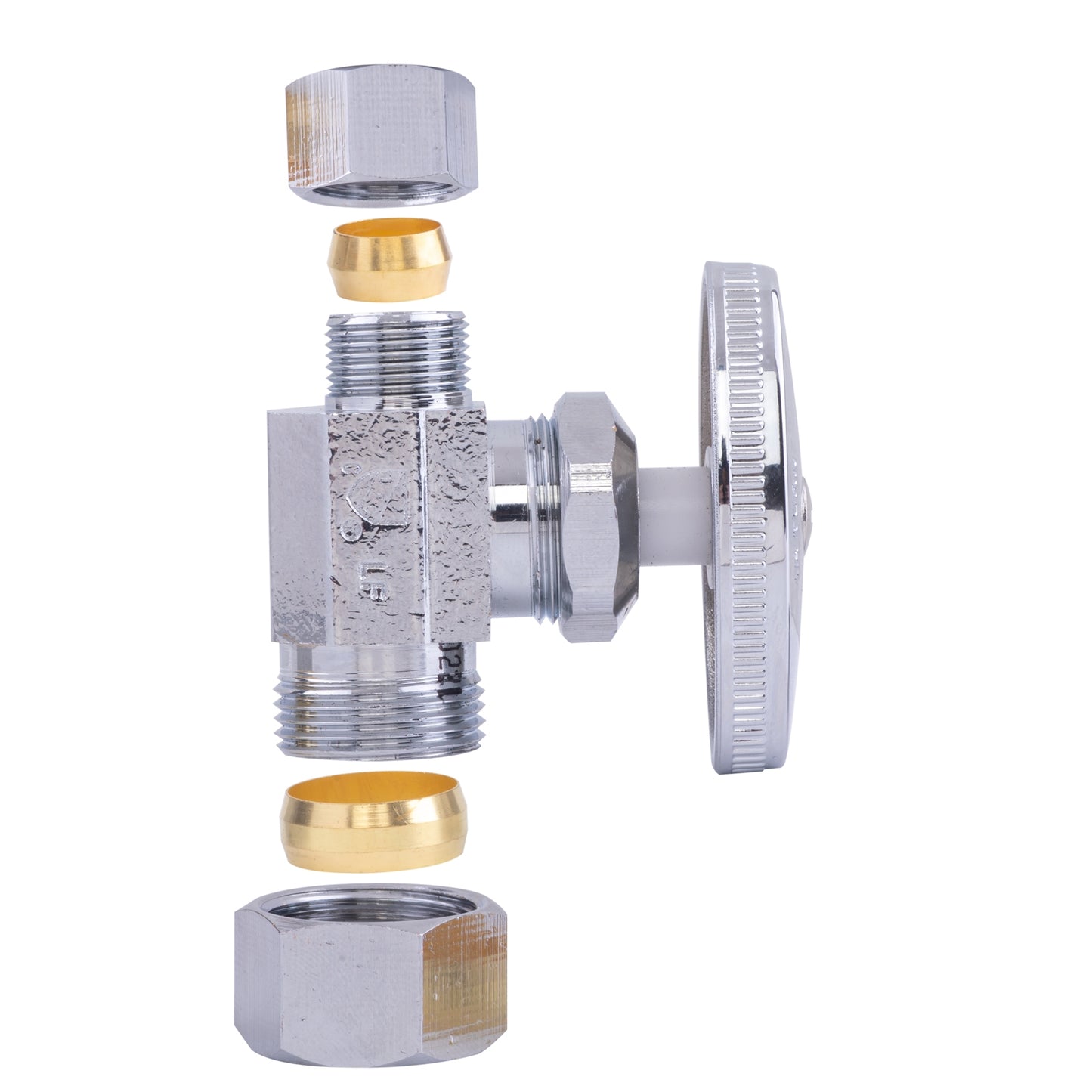 Hausen 1/2-inch Nominal Compression Inlet x 3/8-inch O.D. Compression Outlet Multi-Turn Straight Water Stop, 1-Pack