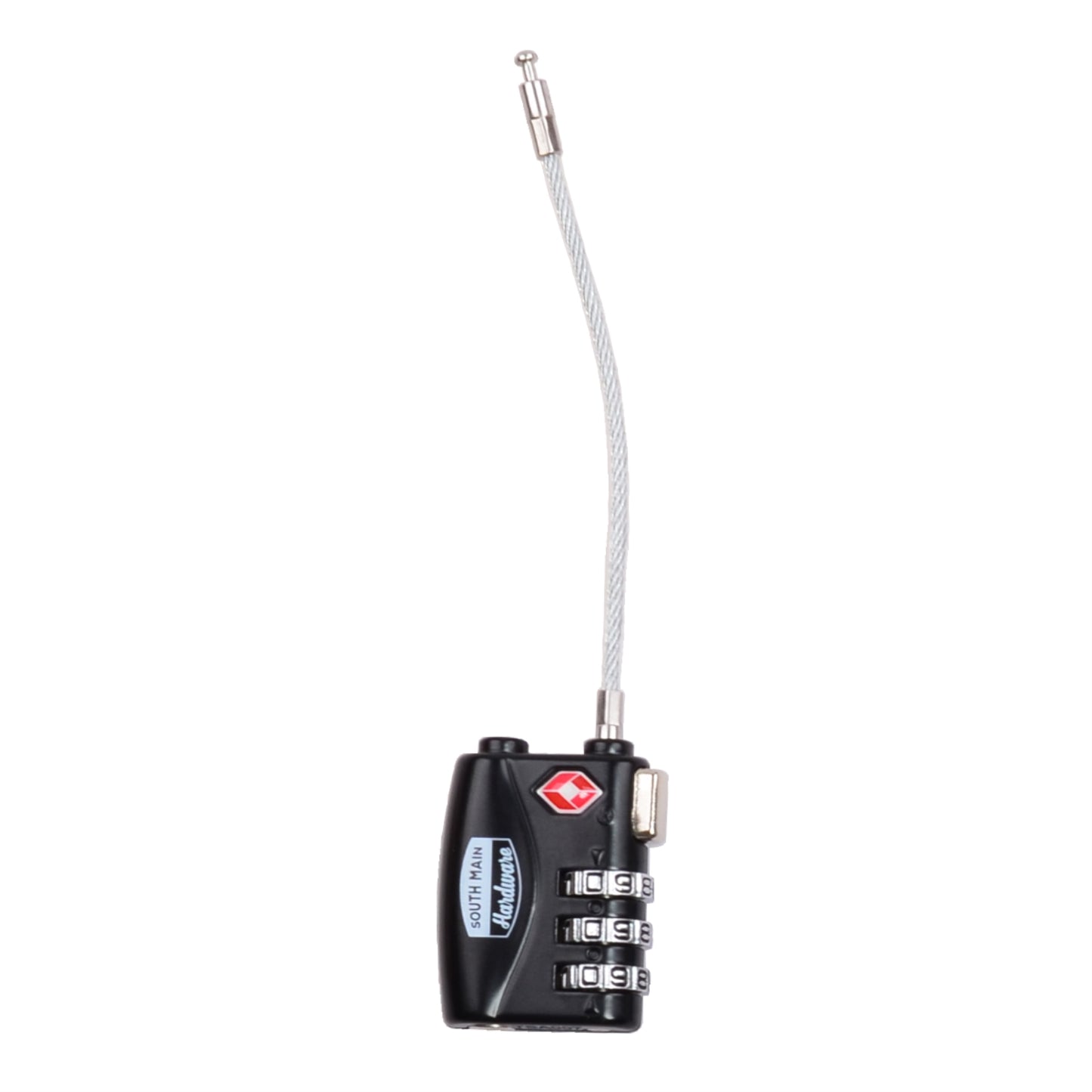South Main Hardware TSA Accepted Combination Cable Luggage Lock, Black, 1-Pack