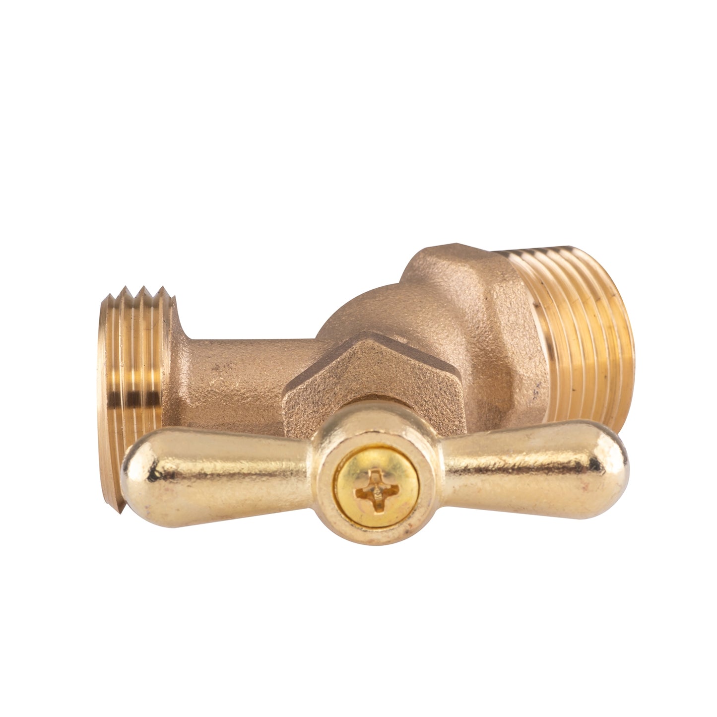 Hausen 3/4-inch MIP x 3/4-inch MHT Brass Angled No-Kink Hose Bibb Valve with Tee Handle Shutoff, 1-Pack