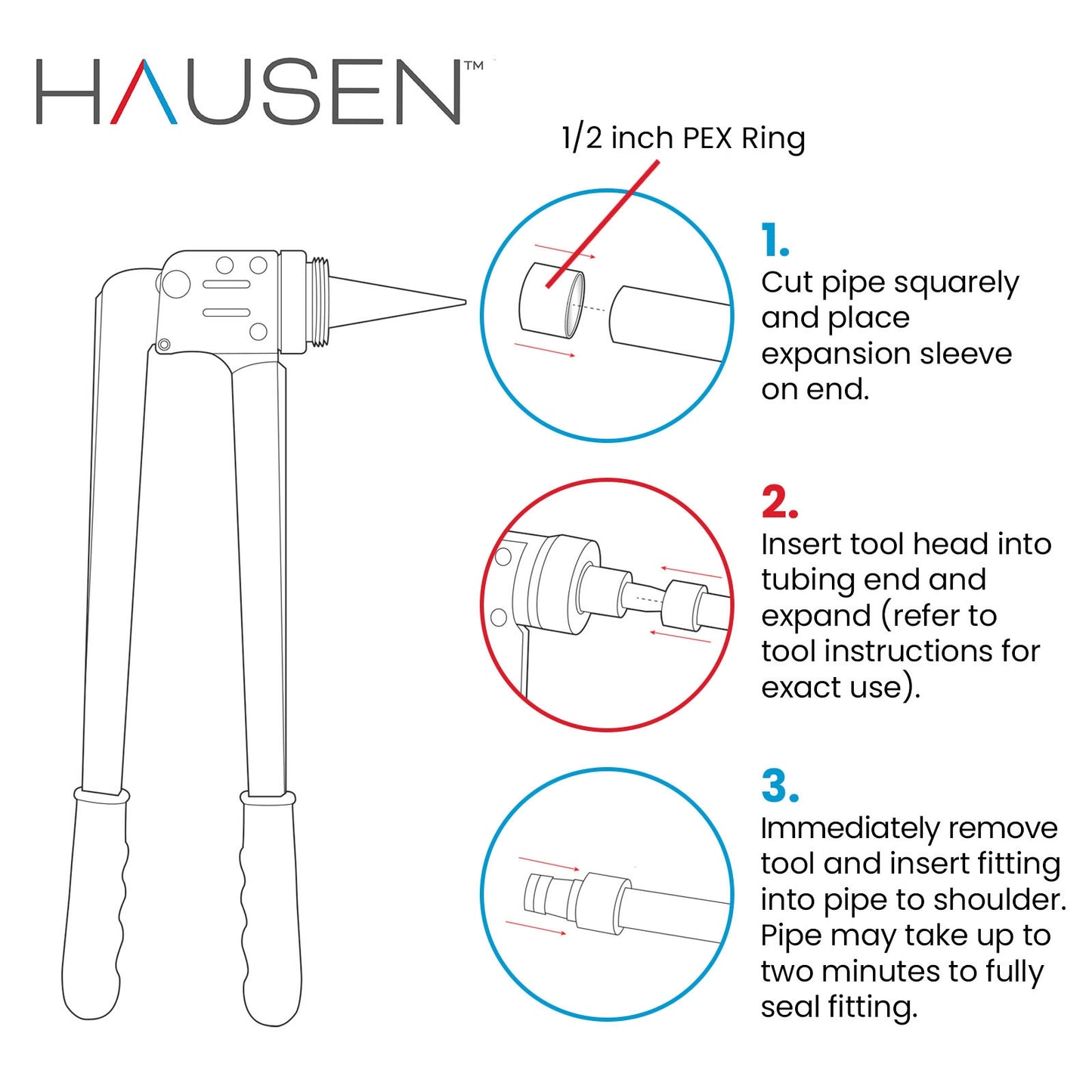 Hausen 1/2-inch PEX Standard Port Brass Ball Valve with PEX Expansion Connection, 1-Pack