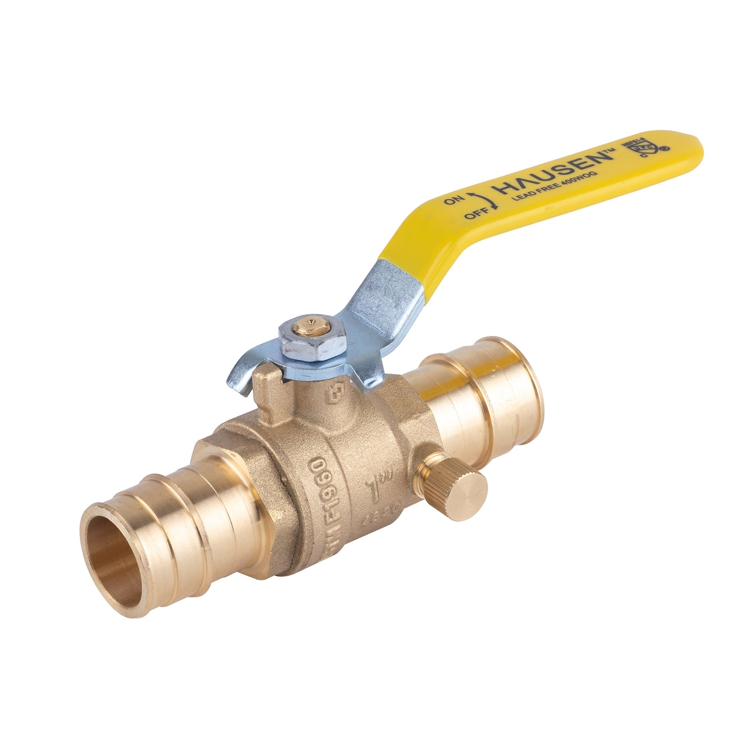 Hausen 1-inch PEX Standard Port Brass Ball Valve with Drain, 1-Pack
