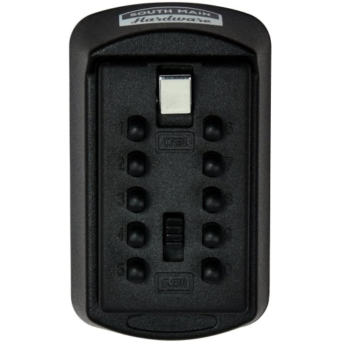 South Main Hardware Push Button Key Storage Lock Box, Resettable Combination, Black