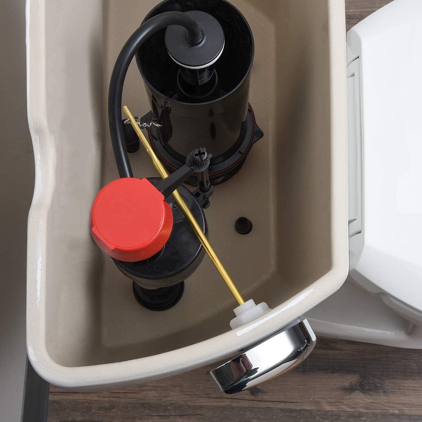 Hausen Modern Universal Left-Side Mount Brass and Zinc Alloy Toilet Lever, Chrome, 1-Pack