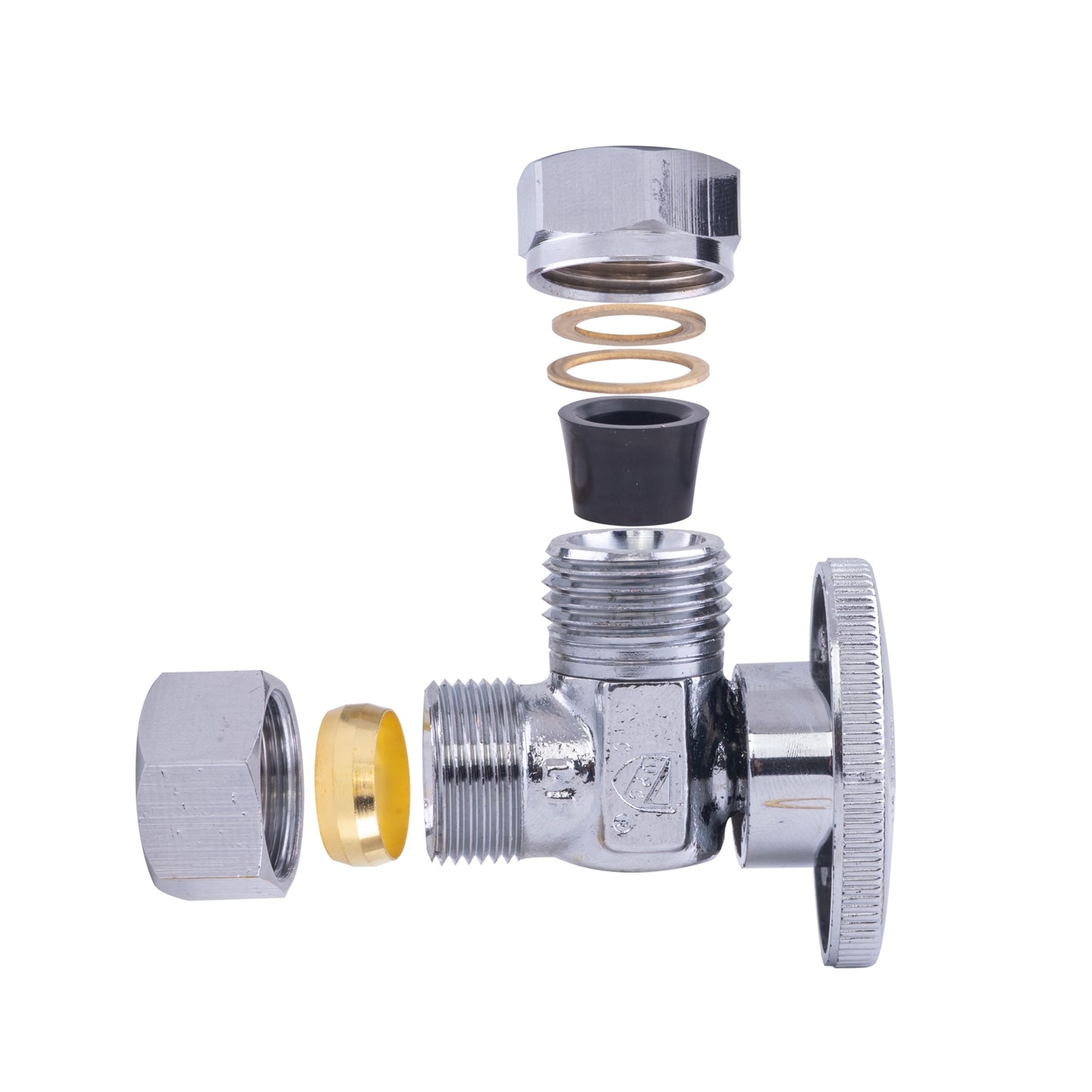 Hausen 1/2-inch Nominal Compression Inlet x 7/16-inch and 1/2-inch Slip-Joint Outlet 1/4-Turn Angle Water Stop, 1-Pack