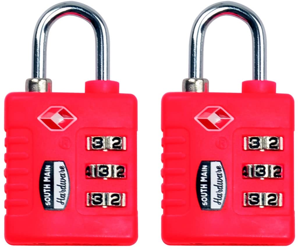 South Main Hardware TSA-Accepted Resettable Luggage Lock, 2-Pack
