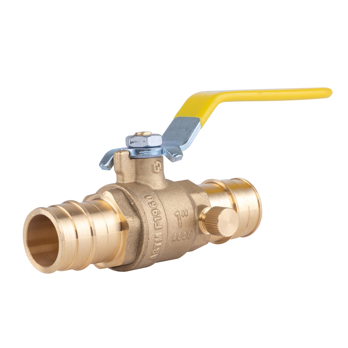 Hausen 1-inch PEX Standard Port Brass Ball Valve with Drain, 1-Pack
