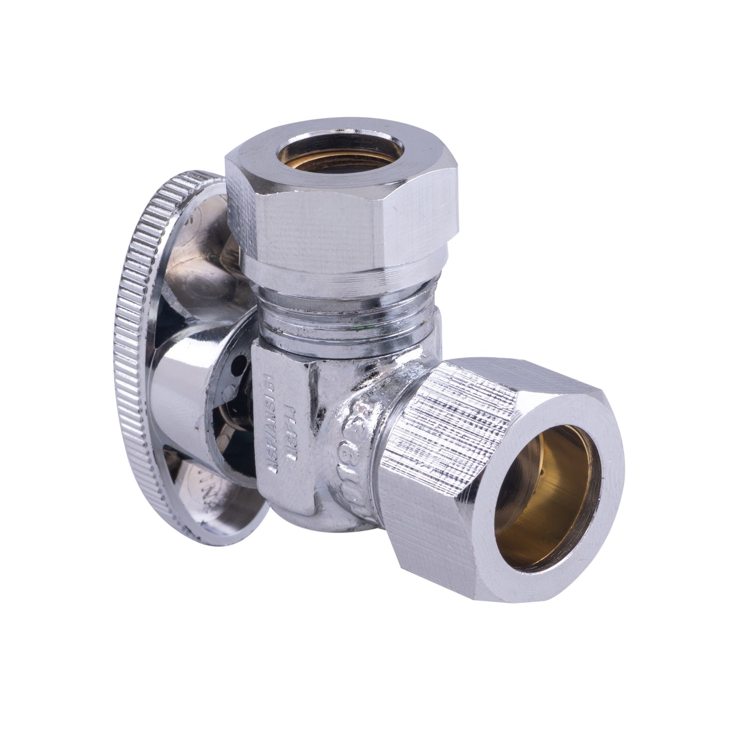 Hausen 1/2-inch Nominal Compression Inlet x 7/16-inch and 1/2-inch Slip-Joint Outlet 1/4-Turn Angle Water Stop, 1-Pack