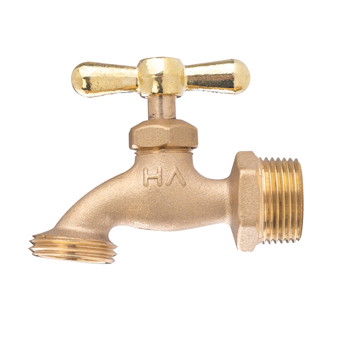 Hausen 3/4-inch MIP x 3/4-inch MHT Brass Hose Bibb Valve with Tee Handle Shutoff, 1-Pack