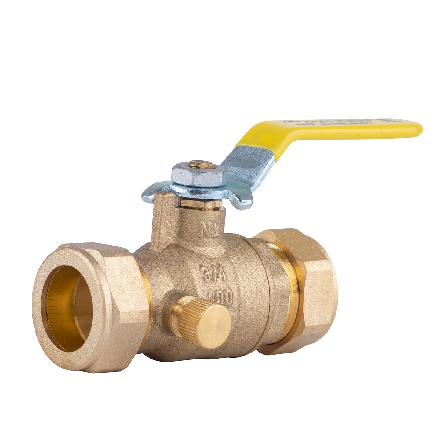 Hausen 3/4-inch Compression Standard Port Brass Ball Valve with Drain, 1-Pack
