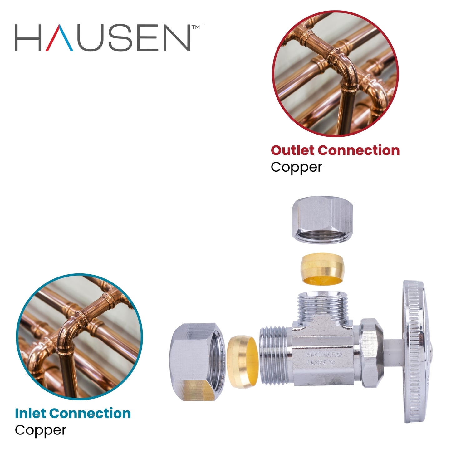 Hausen 1/2-inch Nominal Compression Inlet x 1/2-inch O.D. Compression Outlet Multi-Turn Angle Water Stop, 1-Pack