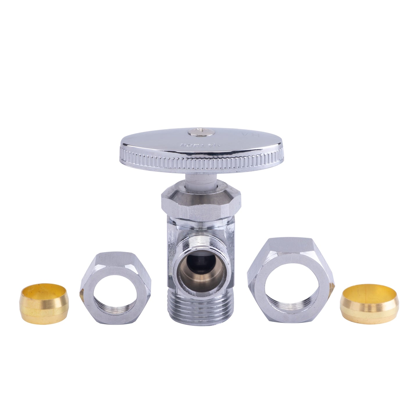 Hausen 1/2-inch Nominal Compression Inlet x 1/2-inch O.D. Compression Outlet Multi-Turn Angle Water Stop, 1-Pack