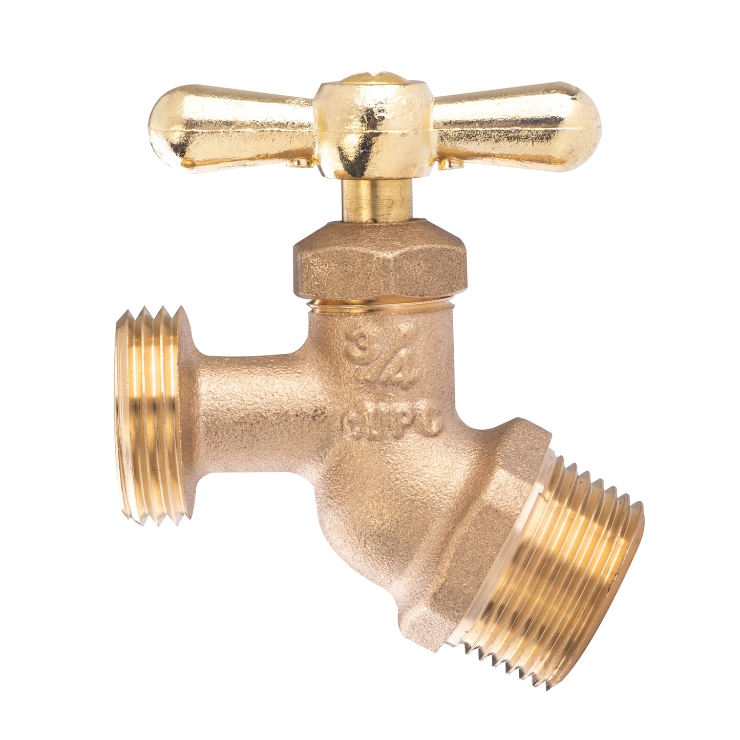 Hausen 3/4-inch MIP x 3/4-inch MHT Brass Angled No-Kink Hose Bibb Valve with Tee Handle Shutoff, 1-Pack