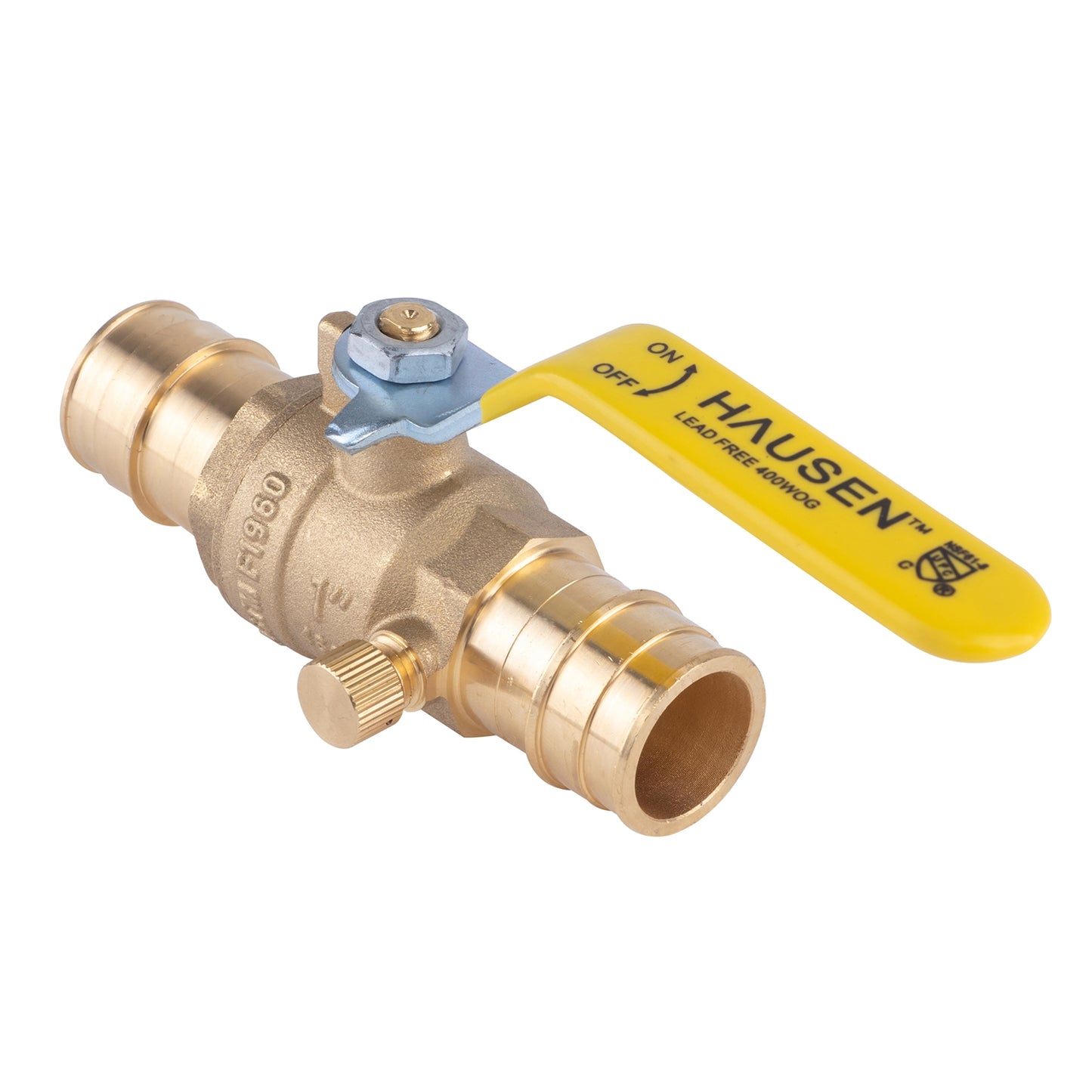 Hausen 1-inch PEX Standard Port Brass Ball Valve with Drain, 1-Pack