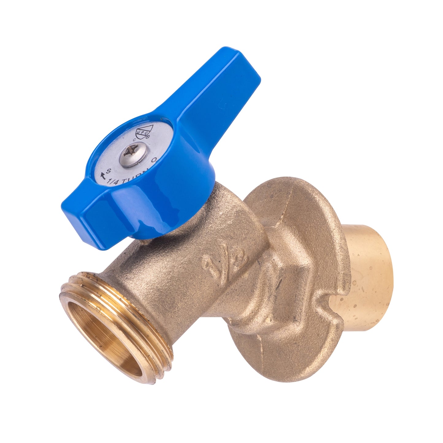 Hausen 1/2-inch or 3/4-inch Spigot Sweat x 3/4-inch MHT Brass Sillcock Valve with 1/4-Turn Lever Handle Shutoff, 1-Pack