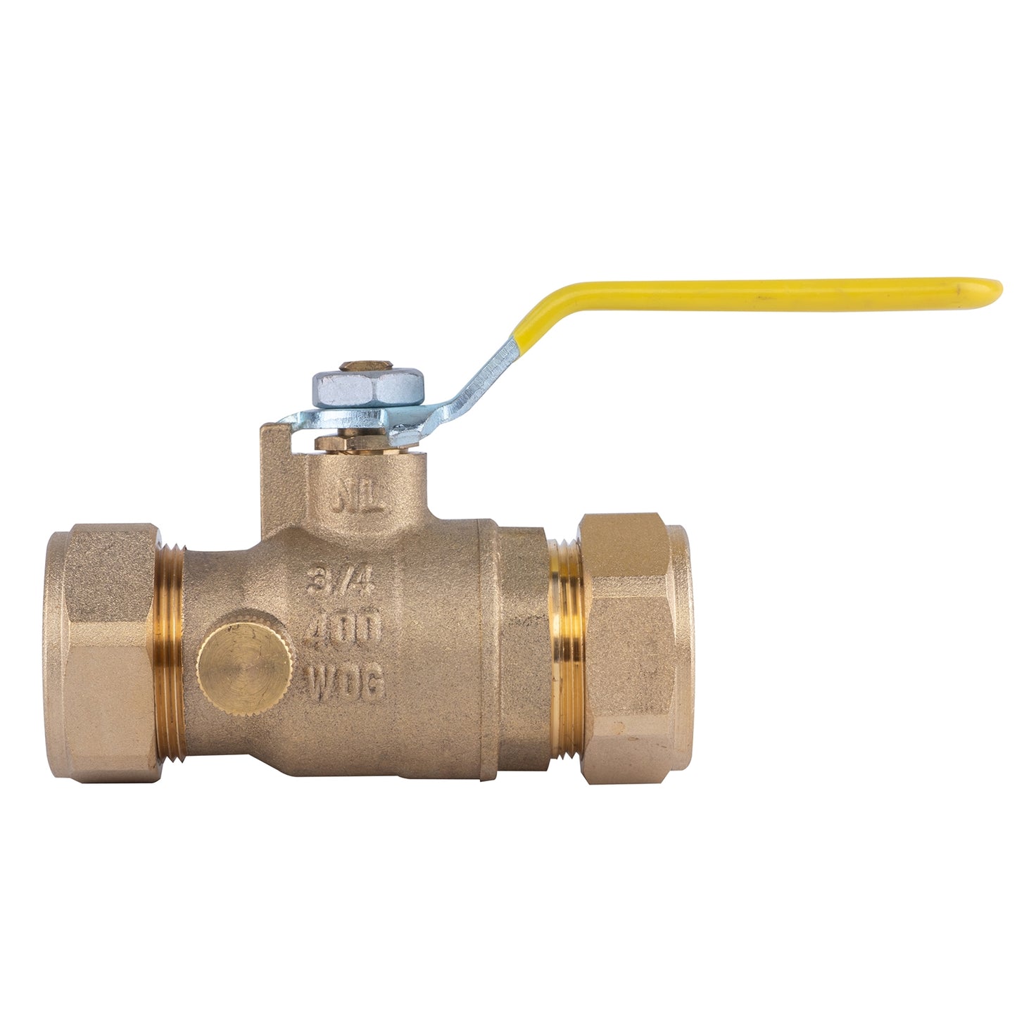 Hausen 3/4-inch Compression Standard Port Brass Ball Valve with Drain, 1-Pack