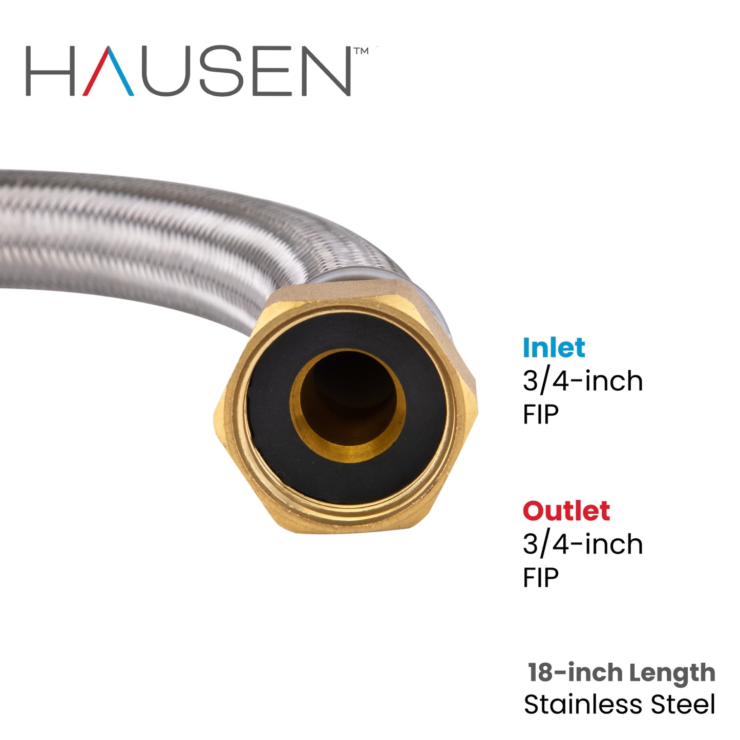 Hausen 3/4-inch FIP (Female Iron Pipe) x 3/4-inch FIP (Female Iron Pipe) x 18-inch Length Stainless Steel Water Heater Supply Connector; Lead Free; For Hydronic Heating Applications, 1-Pack