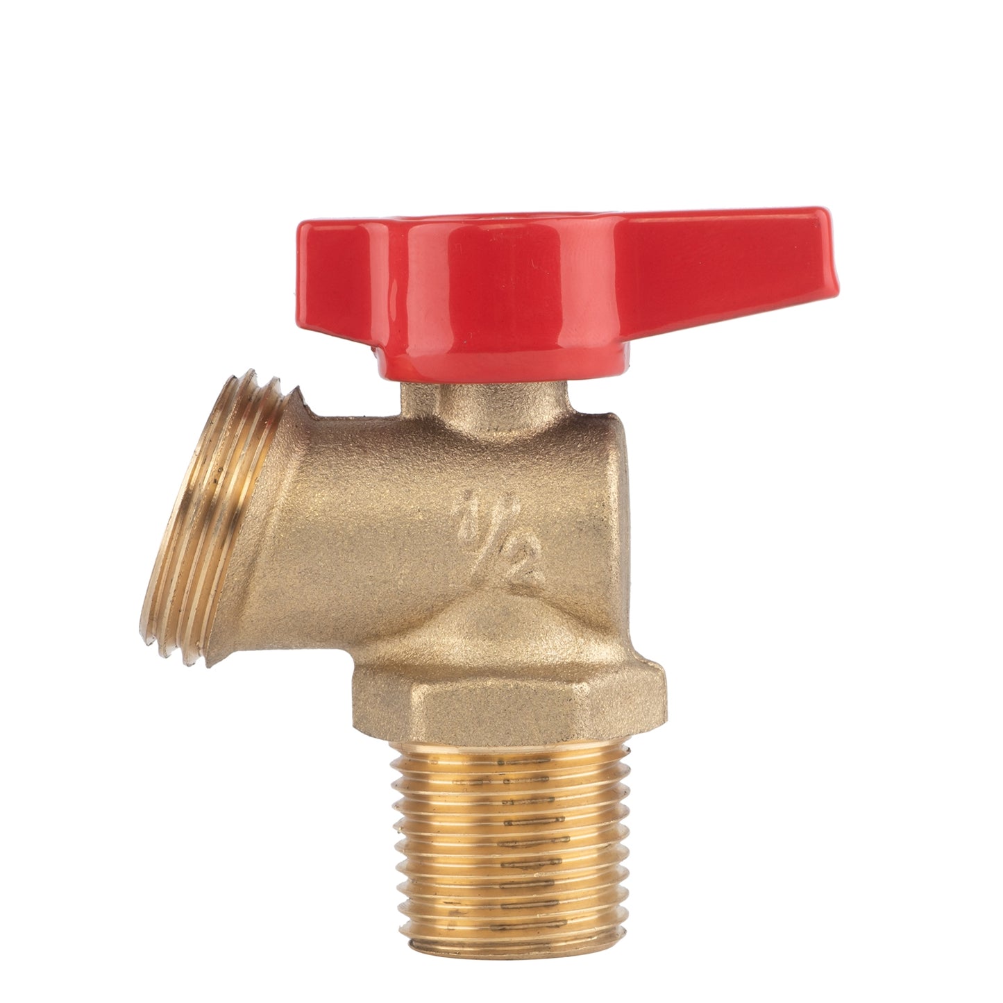 Hausen 1/2-inch MIP or 1/2-inch Sweat x 3/4-inch MHT Brass Boiler Drain Valve with Lever Handle, 1-Pack