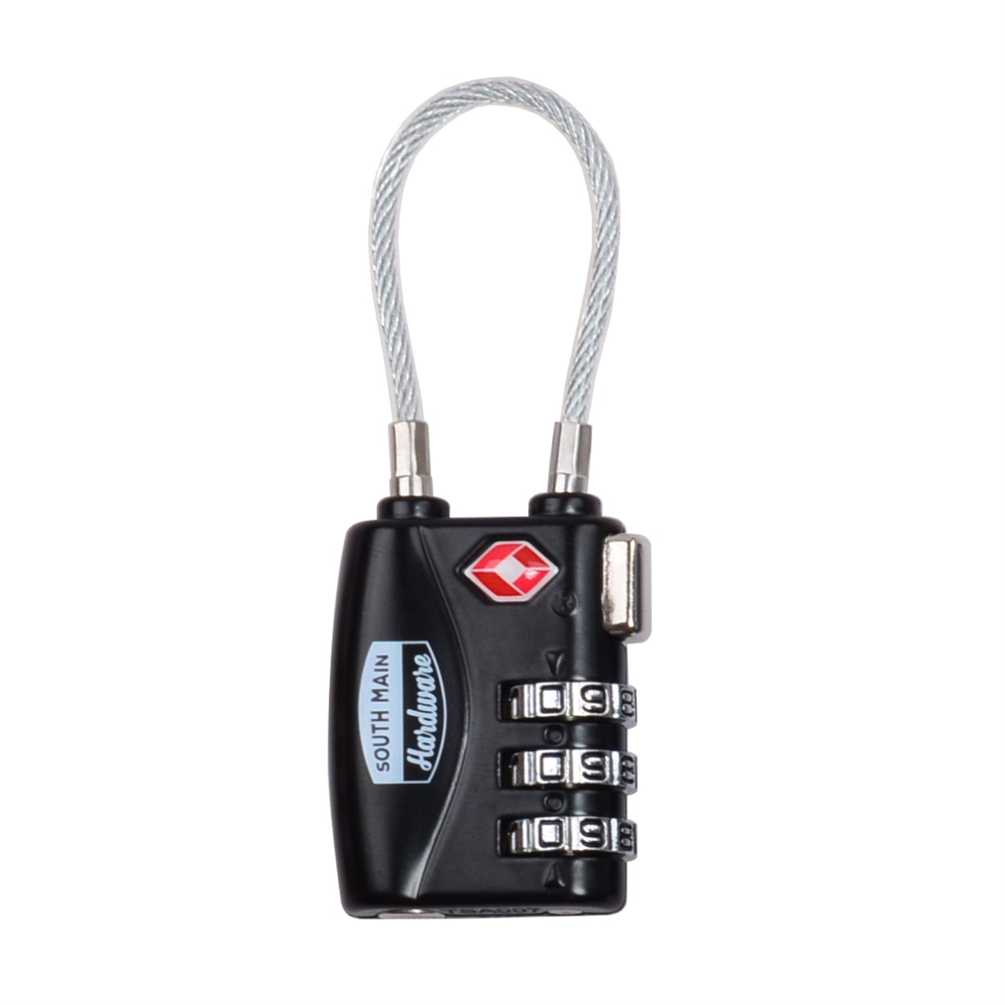 South Main Hardware TSA Accepted Combination Cable Luggage Lock, Black, 1-Pack