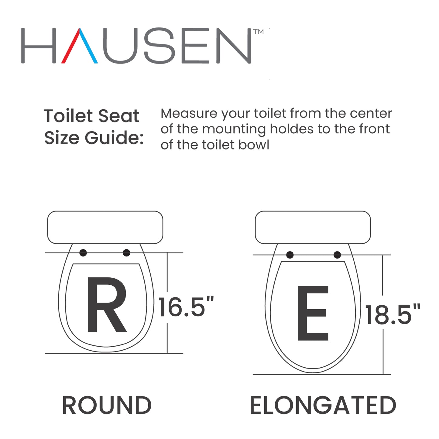 Hausen Economy Toilet Seat, Round, White, 2-Pack