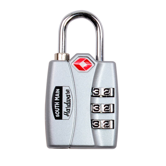 South Main Hardware Instant Search Alert TSA Accepted Combination Luggage Lock (1-Pack), Grey