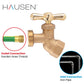 Hausen 1/2-inch FIP (Female Iron Pipe) x 3/4-inch MHT (Male Hose Thread) Brass No-Kink Angled Hose Bibb Valve with Tee Handle Shutoff; cUPC Certified, Compatible with Standard Garden Hoses, 10-pack