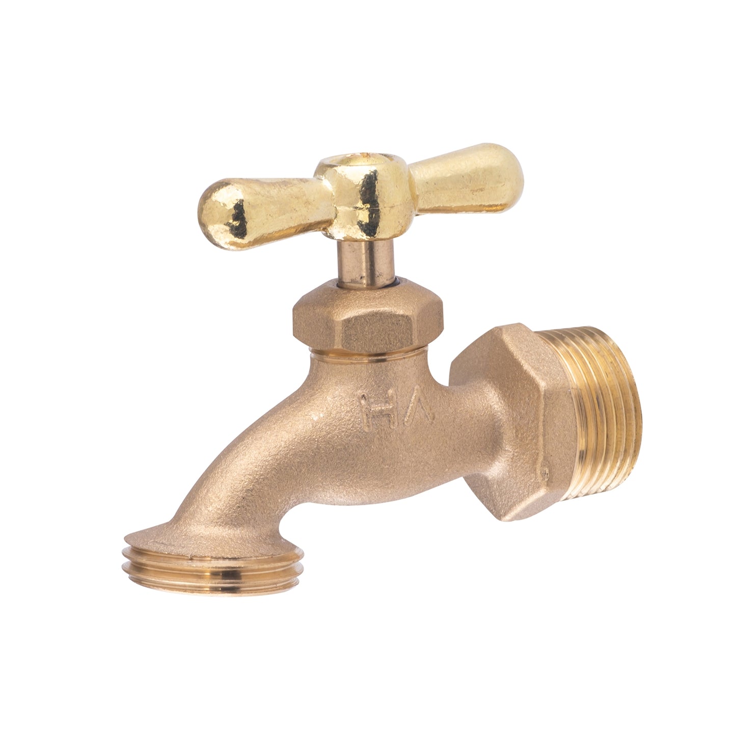 Hausen 3/4-inch MIP x 3/4-inch MHT Brass Hose Bibb Valve with Tee Handle Shutoff, 1-Pack