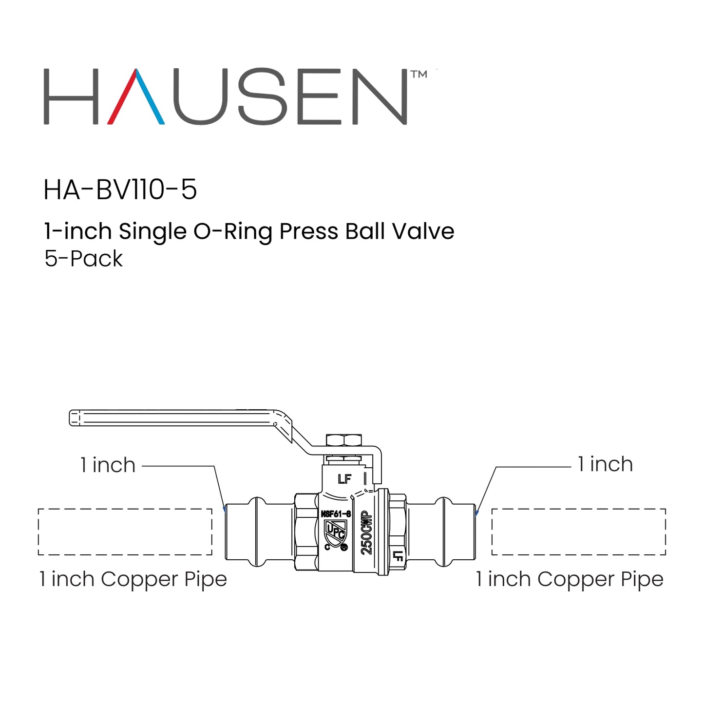 Hausen 3/8-inch FIP x 3/8-inch FIP Threaded Standard Port Brass Ball Valve, 1-Pack