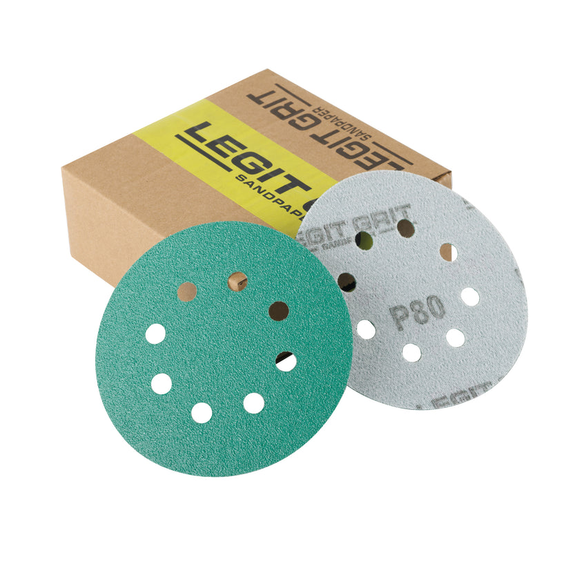 5-Inch 8-Hole Hook & Loop Sanding Discs, Mixed Grit, 50-Pack