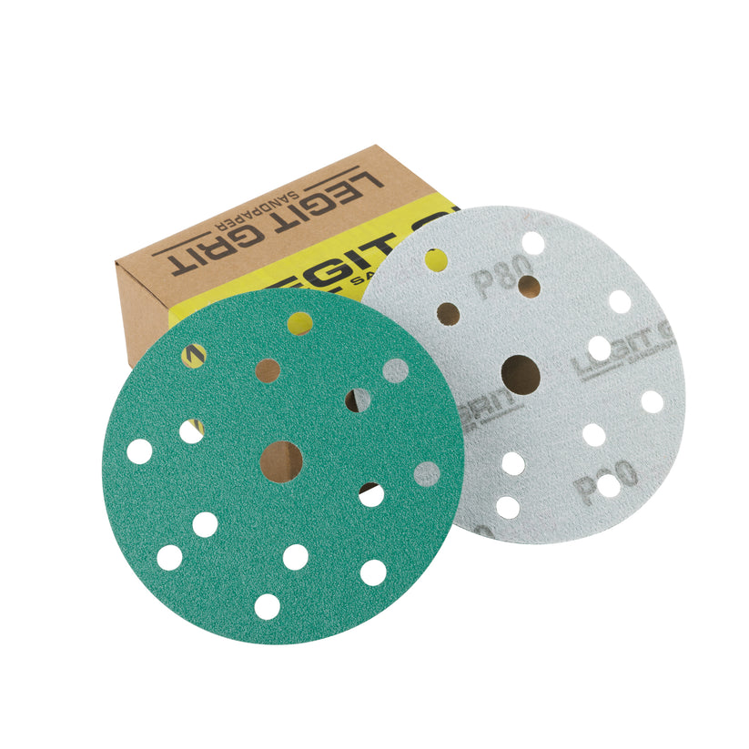 6-Inch 15-Hole Hook & Loop Sanding Discs, Mixed Grit, 50-Pack