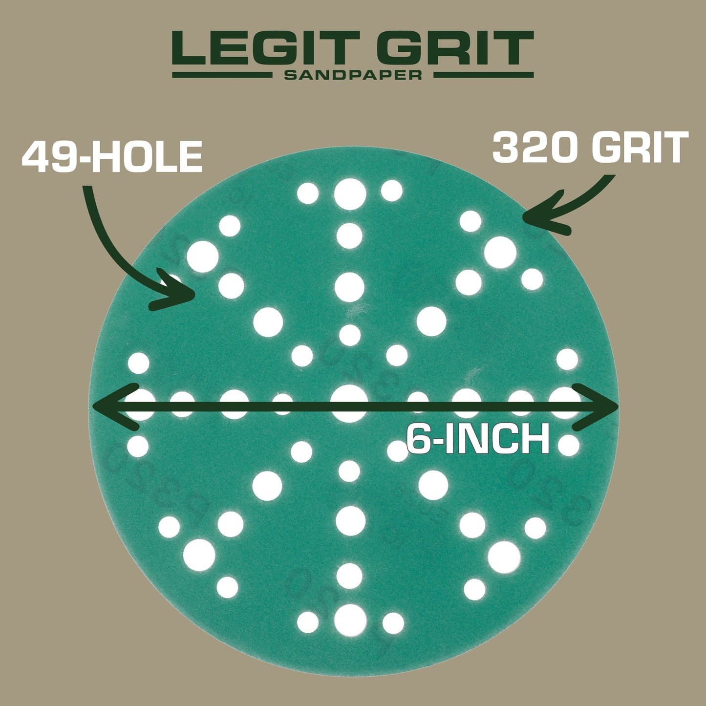 6-Inch 49-Hole Hook & Loop Sanding Discs, Single Grit, 50/100/150-Packs