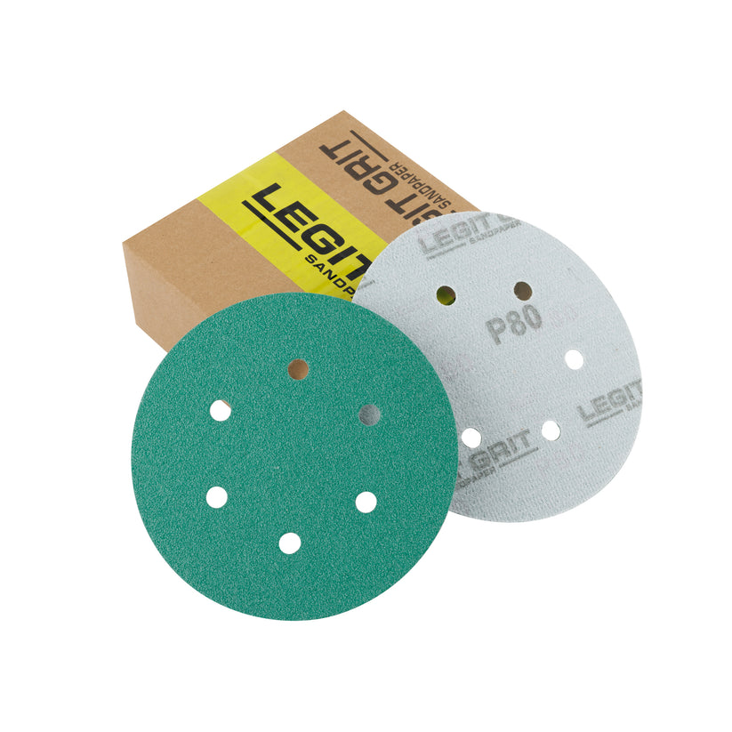 6-Inch 6-Hole Hook & Loop Sanding Discs, Mixed Grit, 50-Pack