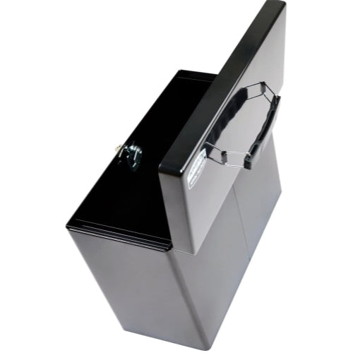 South Main Hardware Lockable Steel Security Filing Box, Black