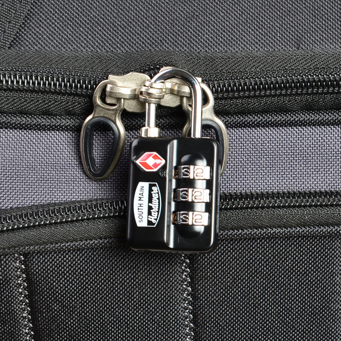 South Main Hardware TSA-Accepted Resettable Luggage Lock, Black. 1-Pack