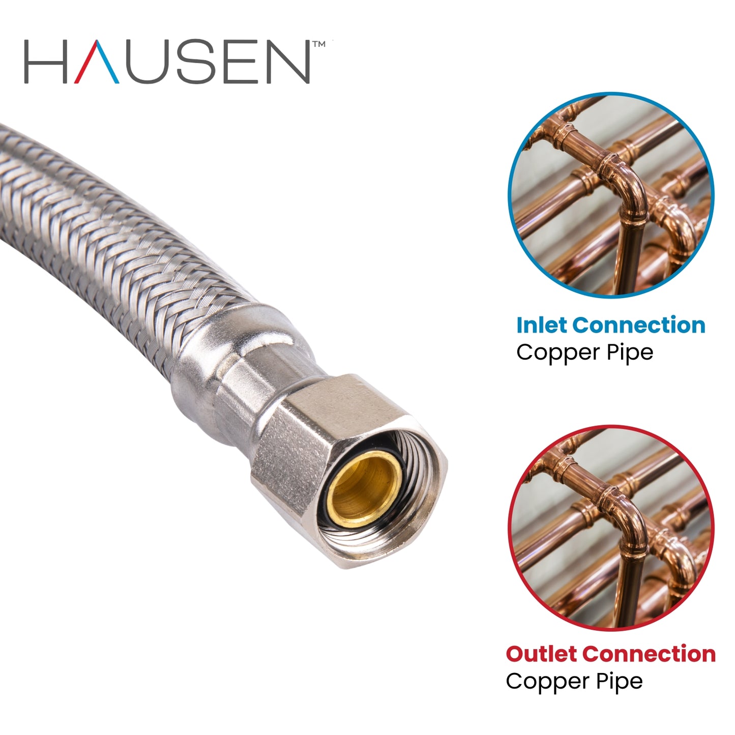 Hausen 3/8-inch Compression x 3/8-inch Compression x 72-inch (6-Feet) Length Stainless Steel Dishwasher Connector with Elbow; Lead Free; cUPC and NSF-61 Certified; Compatible with Most Dishwashers, 1-Pack