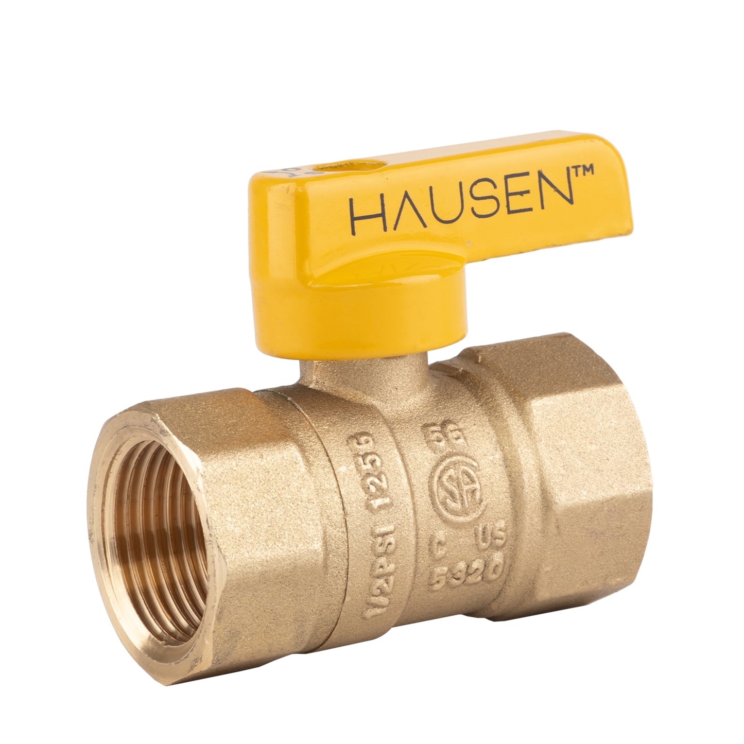 Hausen 3/4-inch FIP (Female Iron Pipe) x 3/4-inch FIP (Female Iron Pipe) Straight Gas Ball Valve with 1/4-Turn Lift and Lock Handle; Forged Brass; Blowout-Resistant Stem; CSA and UL Certified; 5-Pack