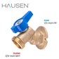Hausen 1/2-inch FIP (Female Iron Pipe) x 3/4-inch MHT (Male Hose Thread) Brass Sillcock Valve with 1/4-Turn Lever Handle Shutoff; cUPC Certified, Compatible with Standard Garden Hoses, 5-Pack