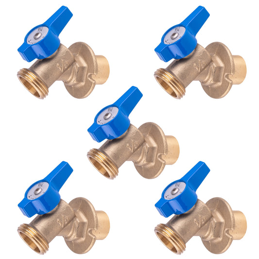Hausen 1/2-inch or 3/4-inch Spigot Sweat x 3/4-inch MHT (Male Hose Thread) Brass Sillcock Valve with 1/4-Turn Lever Handle Shutoff; cUPC Certified, Compatible with Standard Garden Hoses, 5-Pack