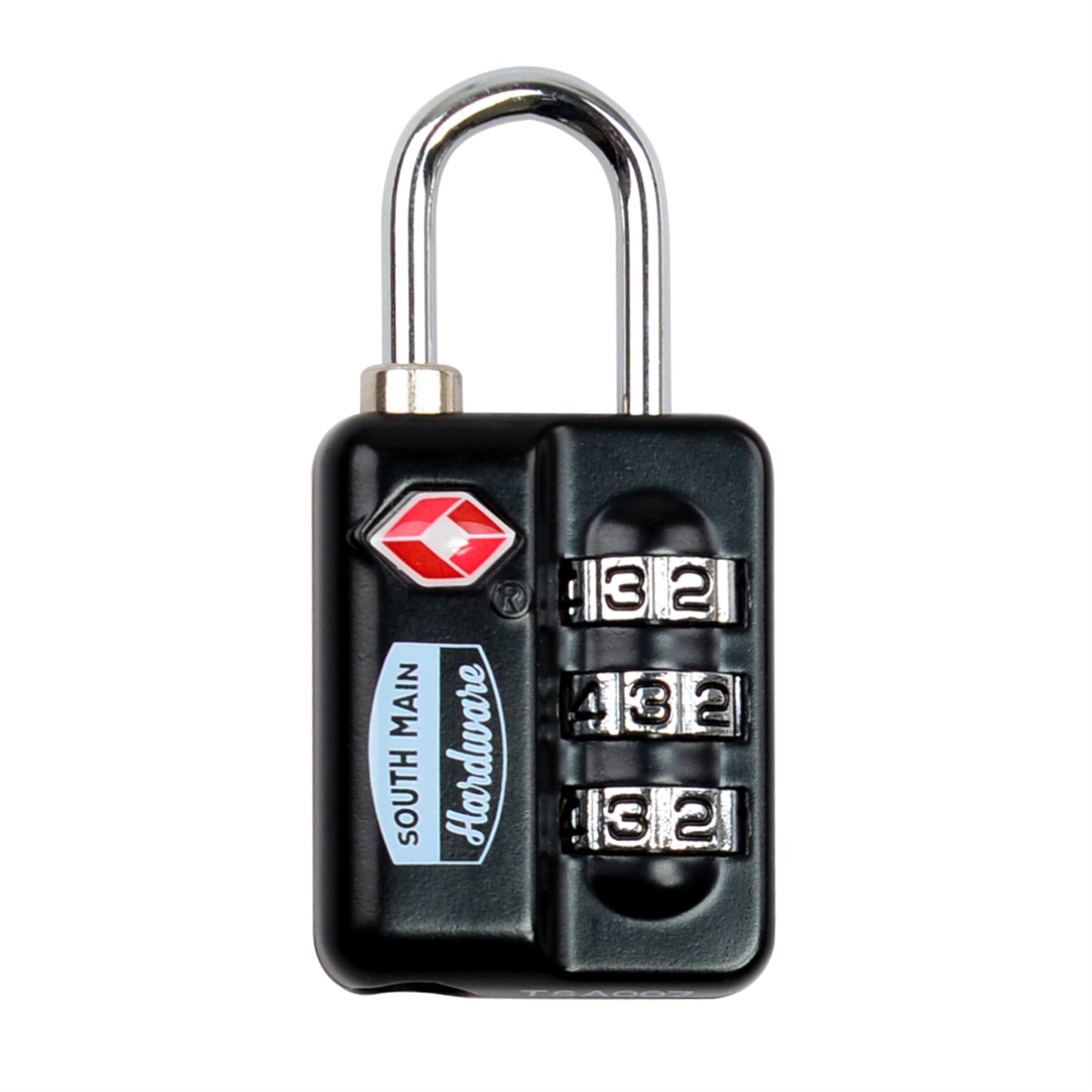 South Main Hardware TSA-Accepted Resettable Luggage Lock, Black. 1-Pack